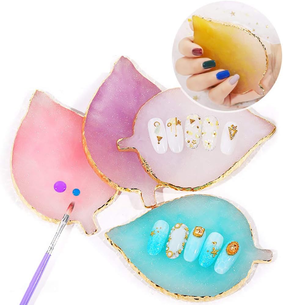 1 Pcs Leaf Resin Nail Art Palette Painting Makeup Palette Tray Cosmetic Nail Gel Polish Colors Mixing Pallet White