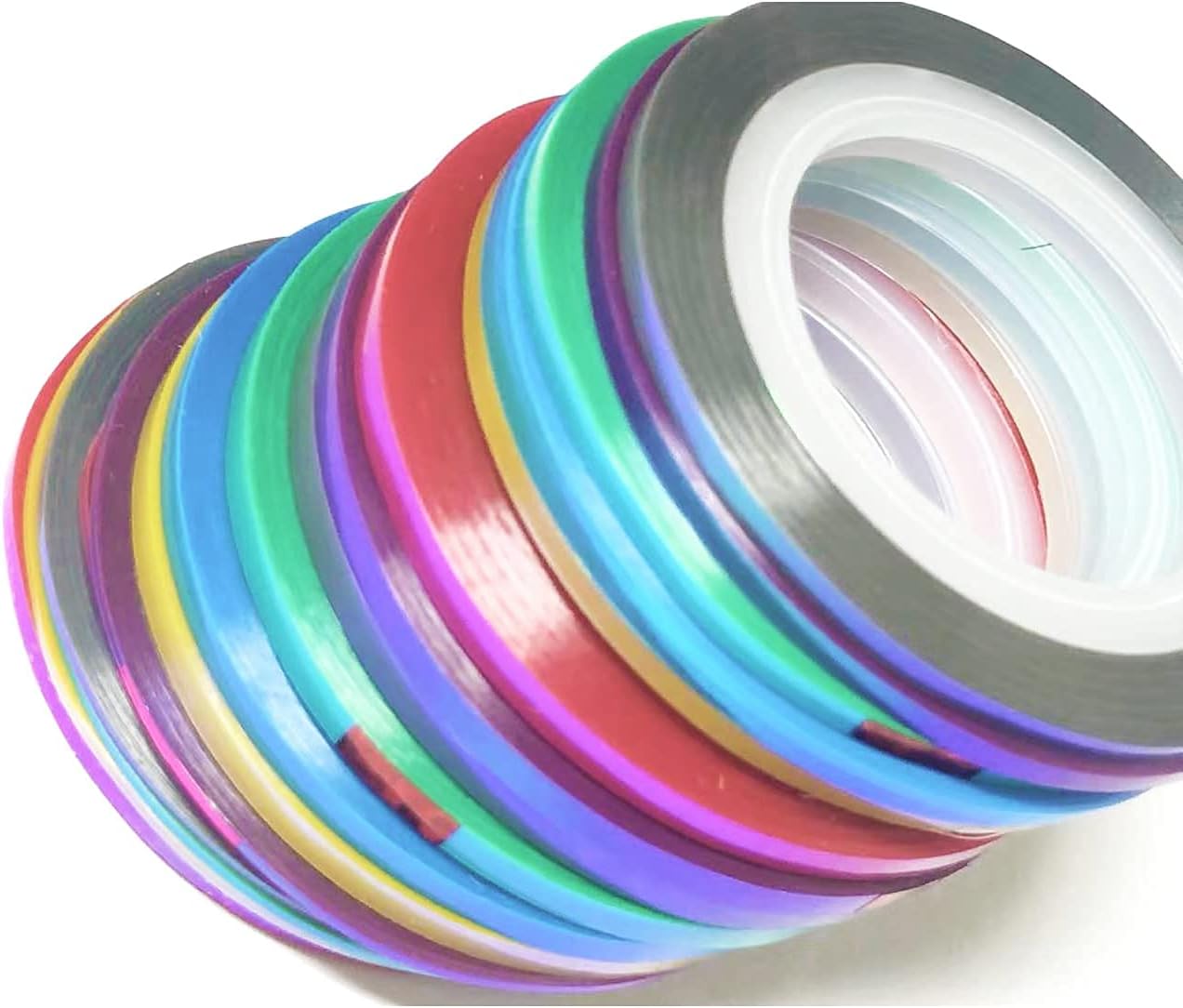 Nail Art Striping Tape Lines Kit 21 pcs 1mm 2mm 3mm Nail Tape Strips for Design DIY Silver Nails Striping Tape (Pink)