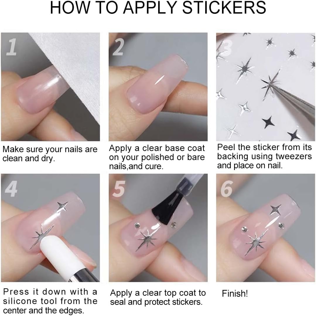 Pearl Nail Stickers with Gold Accent Luxury Star Line Nail Decals 3D Self Adhesive Stickers for Nails Designs Nail Art Supplies & Decorations for Women Girls 1 Sheet