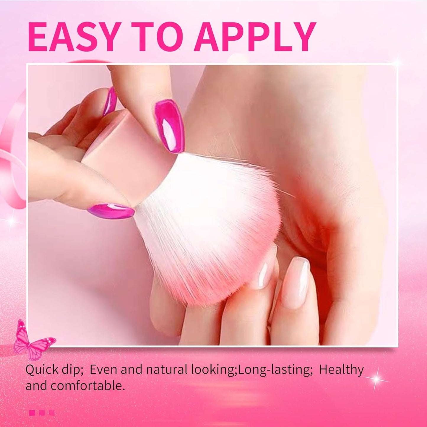 Honey Joy Dip Powder Nail Kit Starter, 4 Colors Hot Pink Glitter Fine Dipping Powder Liquid Set with Base Top Coat Activator for Nail Art Manicure Salon DIY No LED Nail Lamp Needed, Dip-7pcs-01