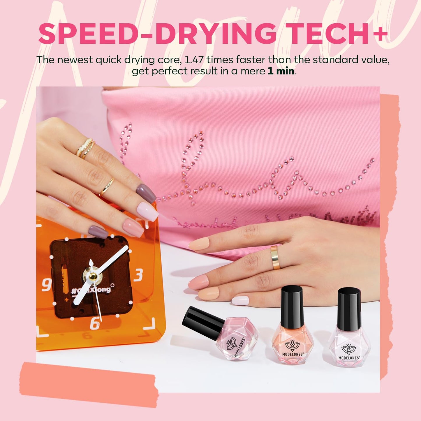 modelones Nail Polish Set, 6 Colors Natural Nude Nail Polish Bubble Bath Quick Dry Skin Tone Glitter Summer Nail Polish Kit Fingernail Polish Nail Art Salon Home Gifts For Women Girl