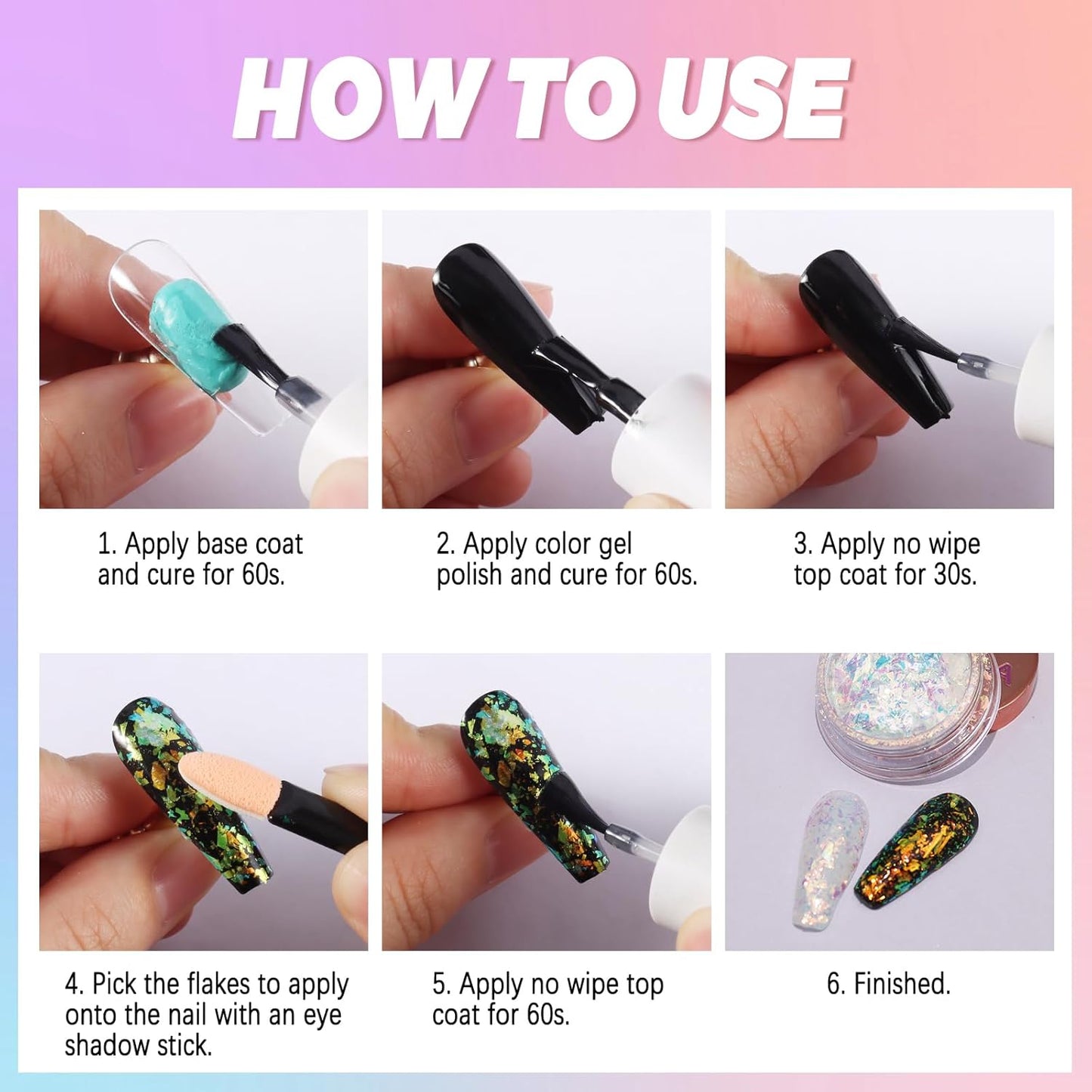 Laza Monet Garden Chameleon Flakes Nail Glitter Irregular Opal Nail Foil Flakes Chunky Confetti Color-Shift Sequins Iridescent Fairy Dust for Mermaid Nails Design, Nail Decorations for Nail Art