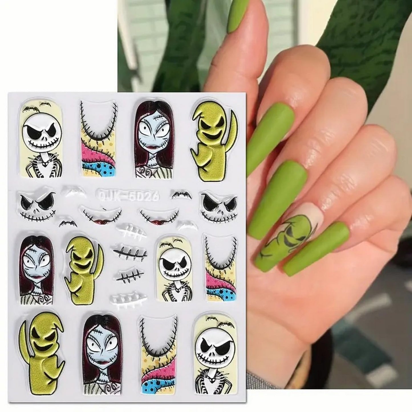 Halloween Nail Art Stickers 5D Embossed Scary Ghost Nightmare 3D Self-Adhesive Nail Decals Terror Scar Mask Designs Nail Supplies Halloween DIY Manicure Decorations for Women