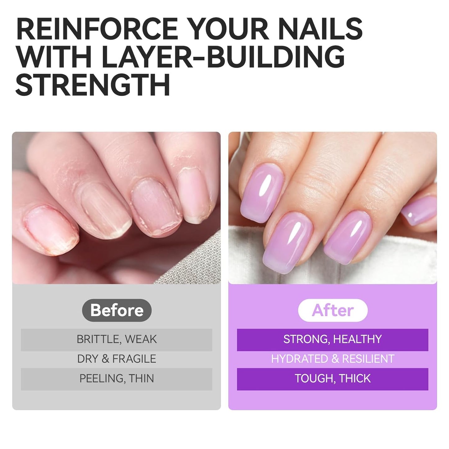 Nail Polish Strengthener and Growth: Lavender Haze Gelike EC 6 in 1 Natural Hardener - Long Lasting Nail Polish Hardener Extra Strong and Growth for Daily Work Home Salon