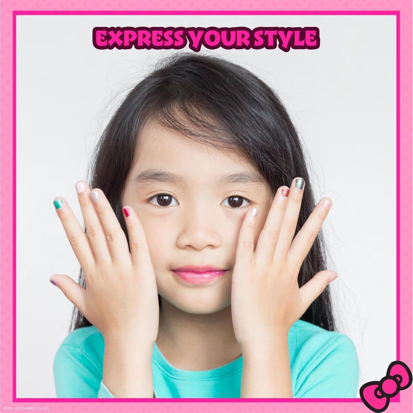 Townley Girl Hello Kitty 8 Pack Non-Toxic Peel-Off Shimmer and Opaque, Water-Based Safe Nail Polish Set with Nail Dryer for Kids, AA Batteries Not Included, Ages 3 and Up