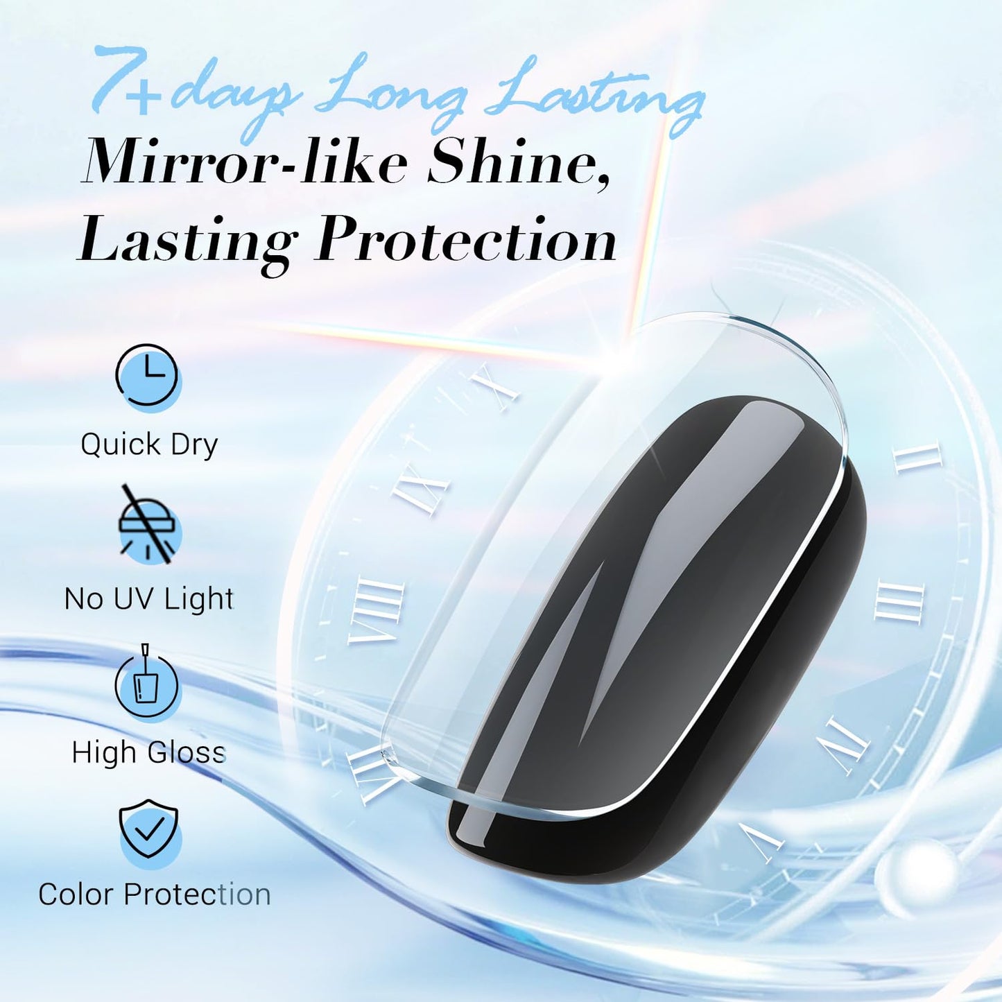 AZUREBEAUTY Natural Top Coat Nail Polish – Clear, Quick Dry, Long Lasting, Glossy Shine, Air Dry Formula, Smooth Finish, Nail Lacquer for Manicure & Nail Art, Salon-Quality