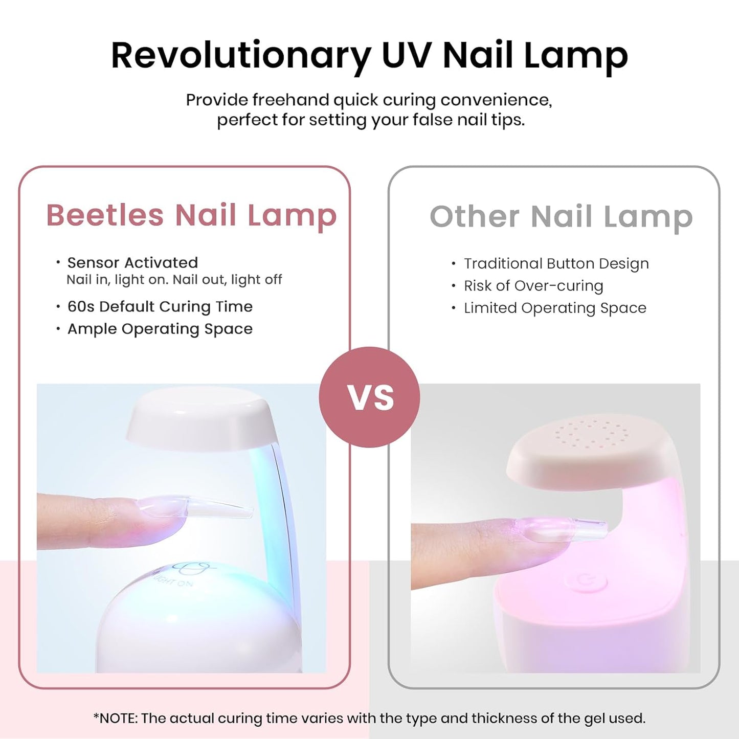 Beetles Gel Nail Kit Long Coffin with Nail Dehydrator and Primer, 576Pcs Half Matte Etch-X Gel Nail Tips Solid Nail Glue Mini Nail Lamp Acrylic Nail Tips Easy DIY Nail Extension Set Gift for Women