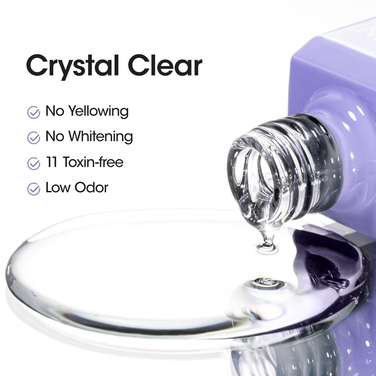 Gellen 4 in 1 Nail Glue Gel and No Wipe Gel Top Coat for False Nail Tips & Acrylic Nails & Clear Press on Nails, 18ML Long Lasting Nail Gel Kit, Home Salon Manicure Set