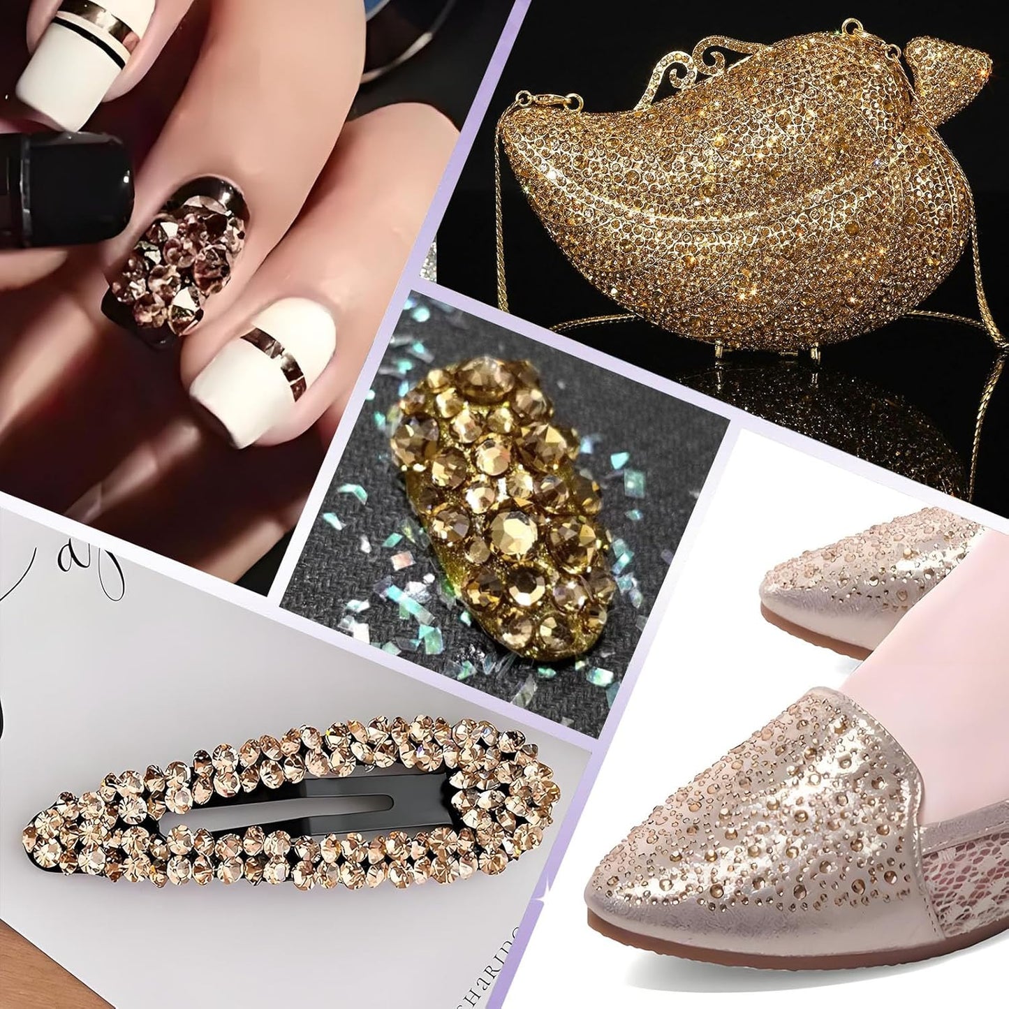 2000 PCS SS20 Flatback Rhinestones,12-Facet Diamond-Cut Glass Gems for Nail Art,Clothing,DIY Crafts,Glue-On Decoration Stones with Silver Backing,Golden Shadow