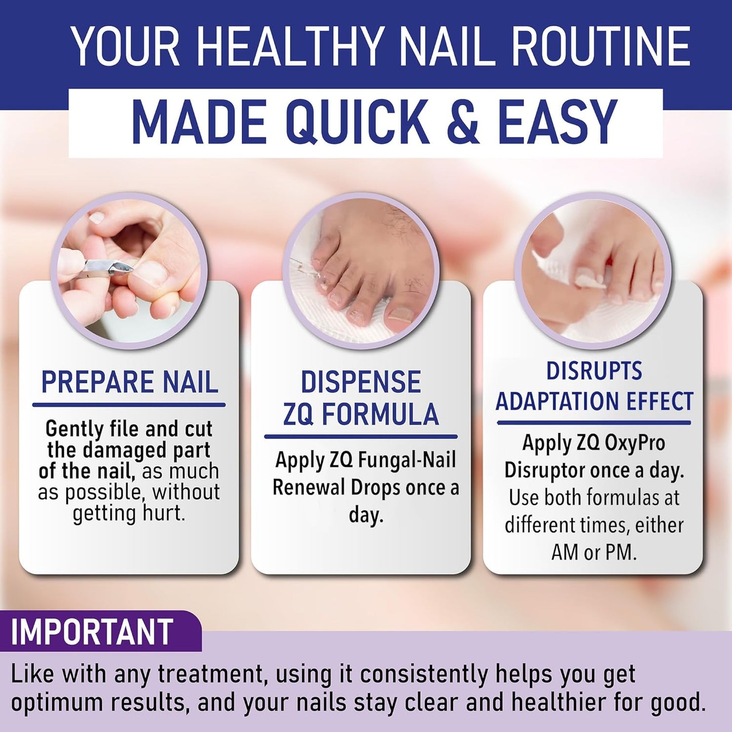 ZanaQuick 2 Step Toenail Fungus Treatment. Extra Strength Damaged Nail Solution & Renewal Drops and Damaged Nail Disruptor – Repair Strategy Kit for Discolored Brittle Nails