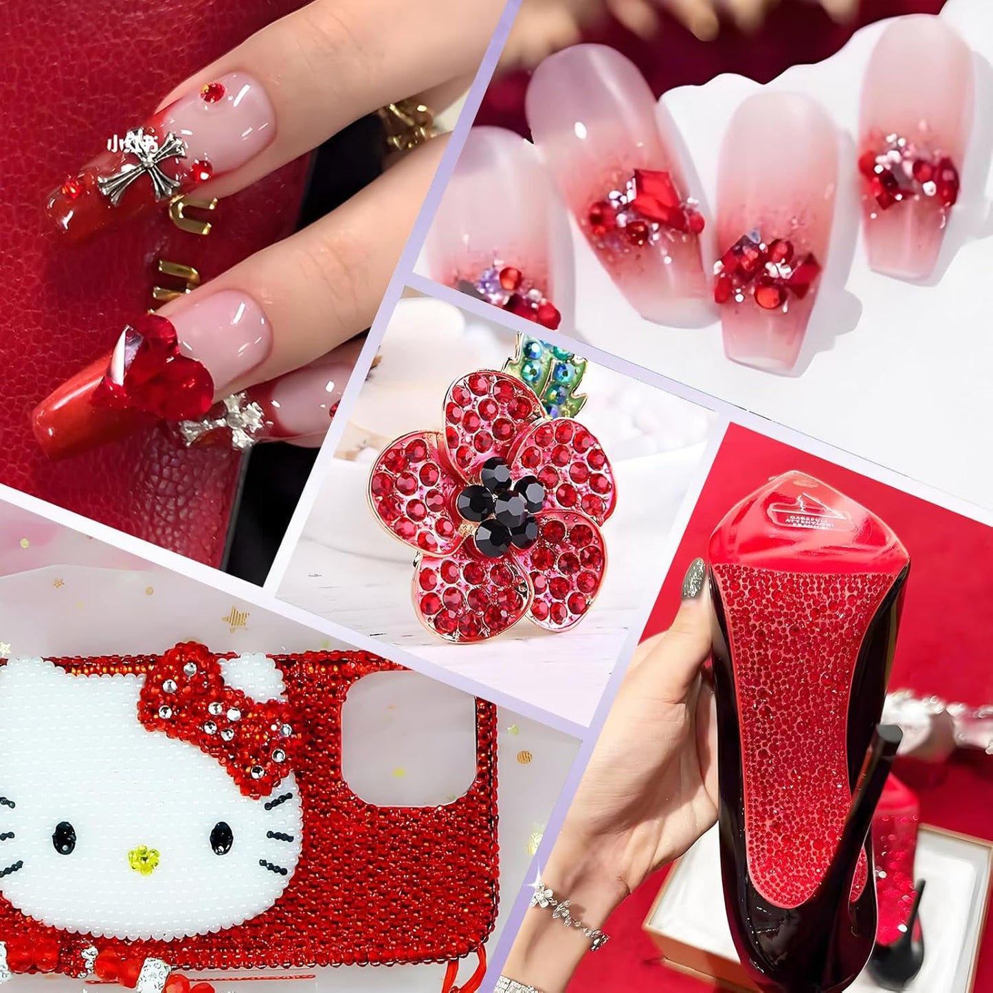 400PCS SS30 Flatback Rhinestones | 12-Facet Diamond-Cut Glass Gems for Nail Art, Clothing, DIY Crafts |Glue-On Decoration Stones with Silver Backing(Siam)