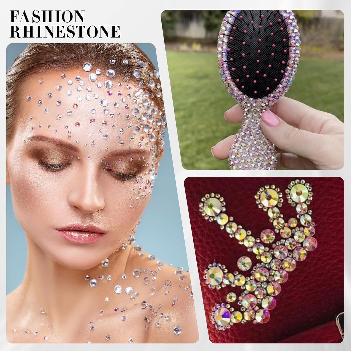 Novani Crystal AB Rhinestones Flat Back Round Rhinestone Style 2088 Sparkly Crystal Gemstones for Nail Art and Crafting,Mix Size(SS6-SS40)