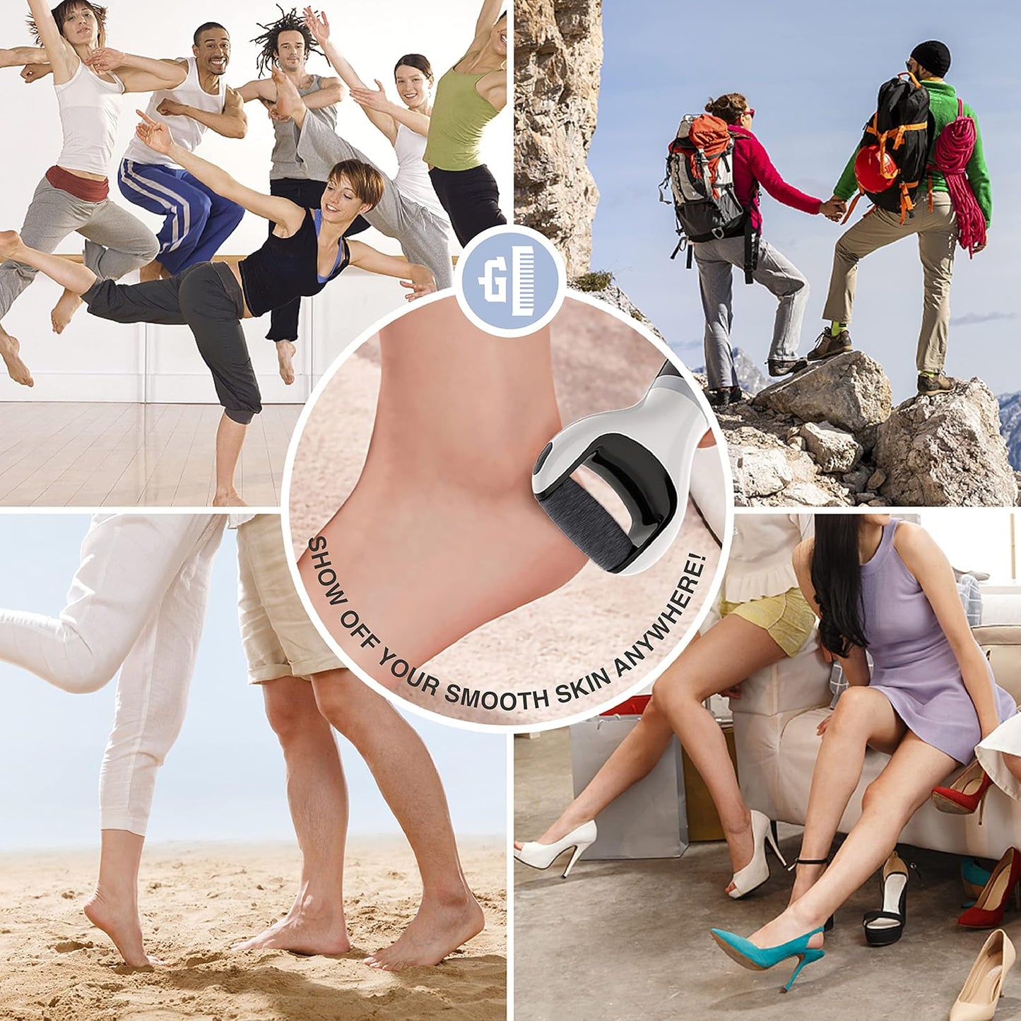 ChargeWorx Groom Essentials Cordless Callus Remover for Feet, Electric Pedicure Tool with Spinning Pumice Stone Head, Portable Foot Scrubber and Heel Scraper, Includes 2 Replacement Pumice Heads