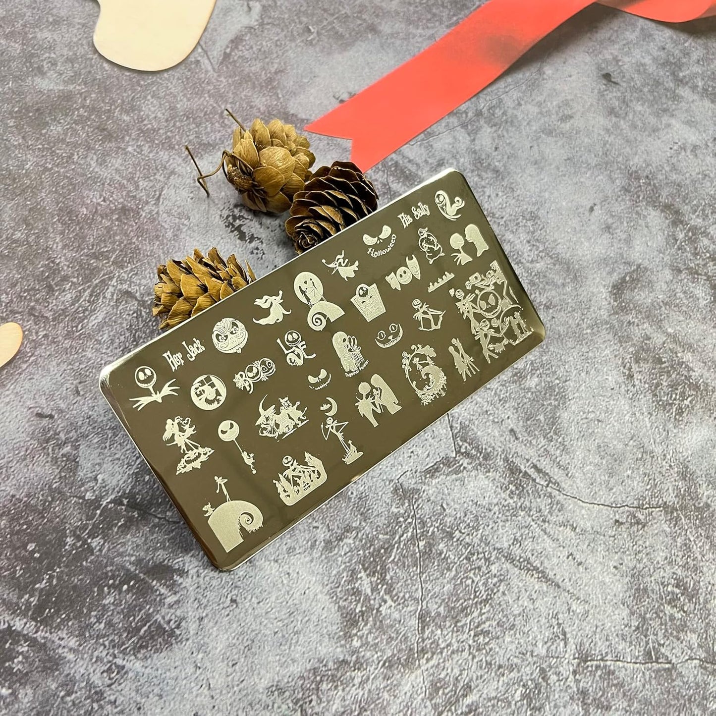 Halloween Nail Stamping Plate Nightmare Before Christmas Nails Stamping Kit The Day of Dead Ghost Holiday Nail Stamping Plate Nail Stamper Kit for Women Girls DIY Salon