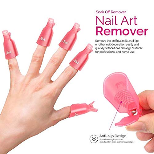 Teenitor Nail Gel Remover Tools Kit with Pink Polish Remover Clips, Cuticle Peeler Scraper, Gel Nail Brush, 115 Pack Nail Wipe Cotton Pads, Nail File Grits 120/180 Buffer Block Grits 400/4000 Rose