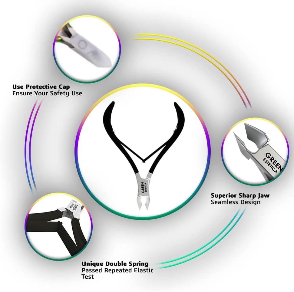 Professional Cuticle Trimmer with Cuticle Pusher Nail Cuticle Remover Nipper Silver Stainless Steel Sharp Blades Manicure Tools with Double Spring Nail Care Pedicure Nail Tools Home Spa (Black)