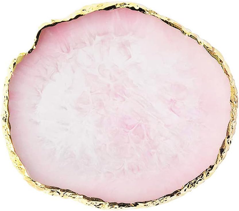 Resin Nail Art Palette, Nail Painting Mixed Color Palette, Gilded Edge Nail Gel Color Makeup Display Board Pallet (Pink)