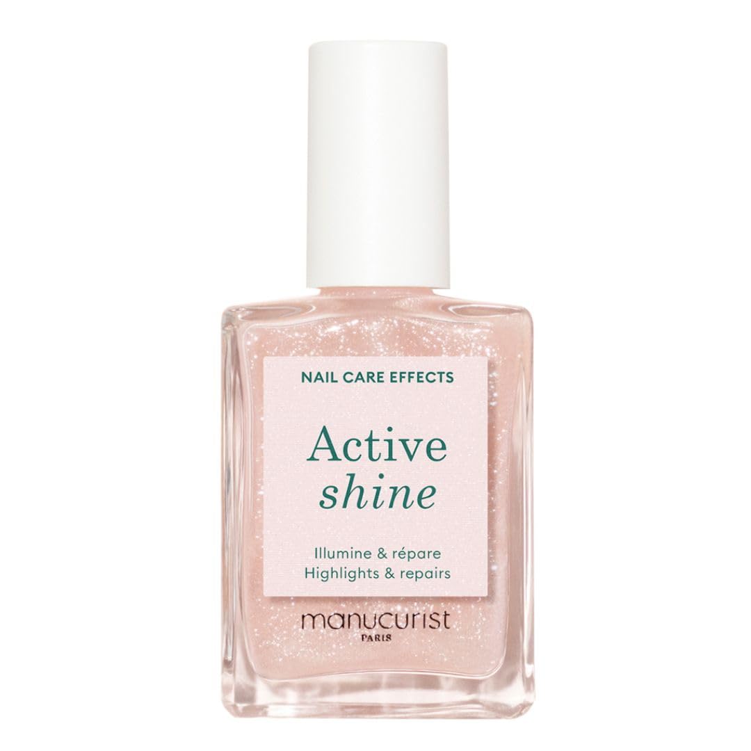 Manucurist Active Shine Illuminating & Care Nail Polish - Nail Concealer - No Lamp - Ultra-Shiny 2 in 1 Nude Gel Polish: Nail Strengthener and Growth, Highlighter & Care - Damaged Nails Repair