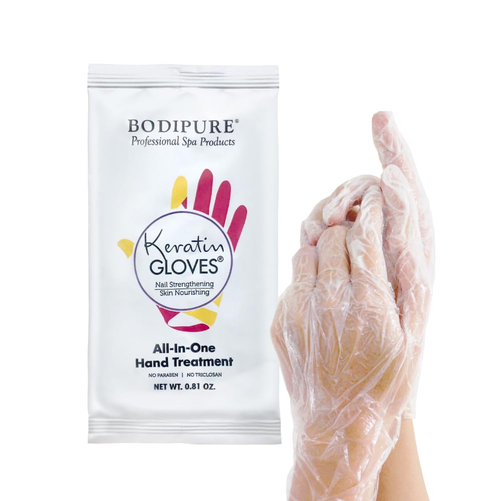 Bodipure All-In-1 Moisturizing Hand Mask, Keratin & Vitamin E Hand Mask for Dry Cracked Hands, Natural Moisturizing Gloves Formula, Strengthen Nails & Repair Hands 50 Pairs