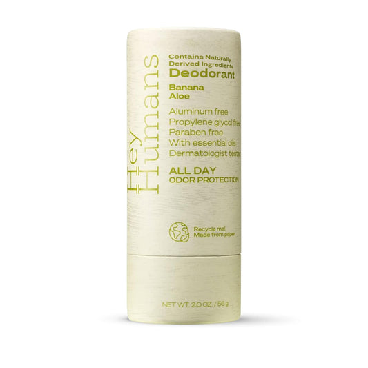 Hey Humans Deodorant, Aluminum Free Deodorant for Women and Men, Contains Naturally Derived Ingredients, All Day Odor Control, Refreshing Deodorant Essential Oils, Banana Aloe