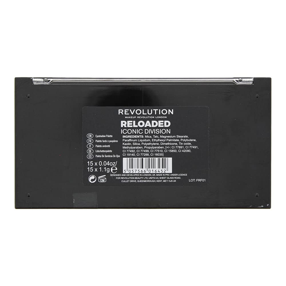 Makeup Revolution Reloaded Palette, Makeup Eyeshadow Palette, Includes 15 Shades, Lasts All Day Long, Vegan & Cruelty Free, Iconic Division, 16.5g