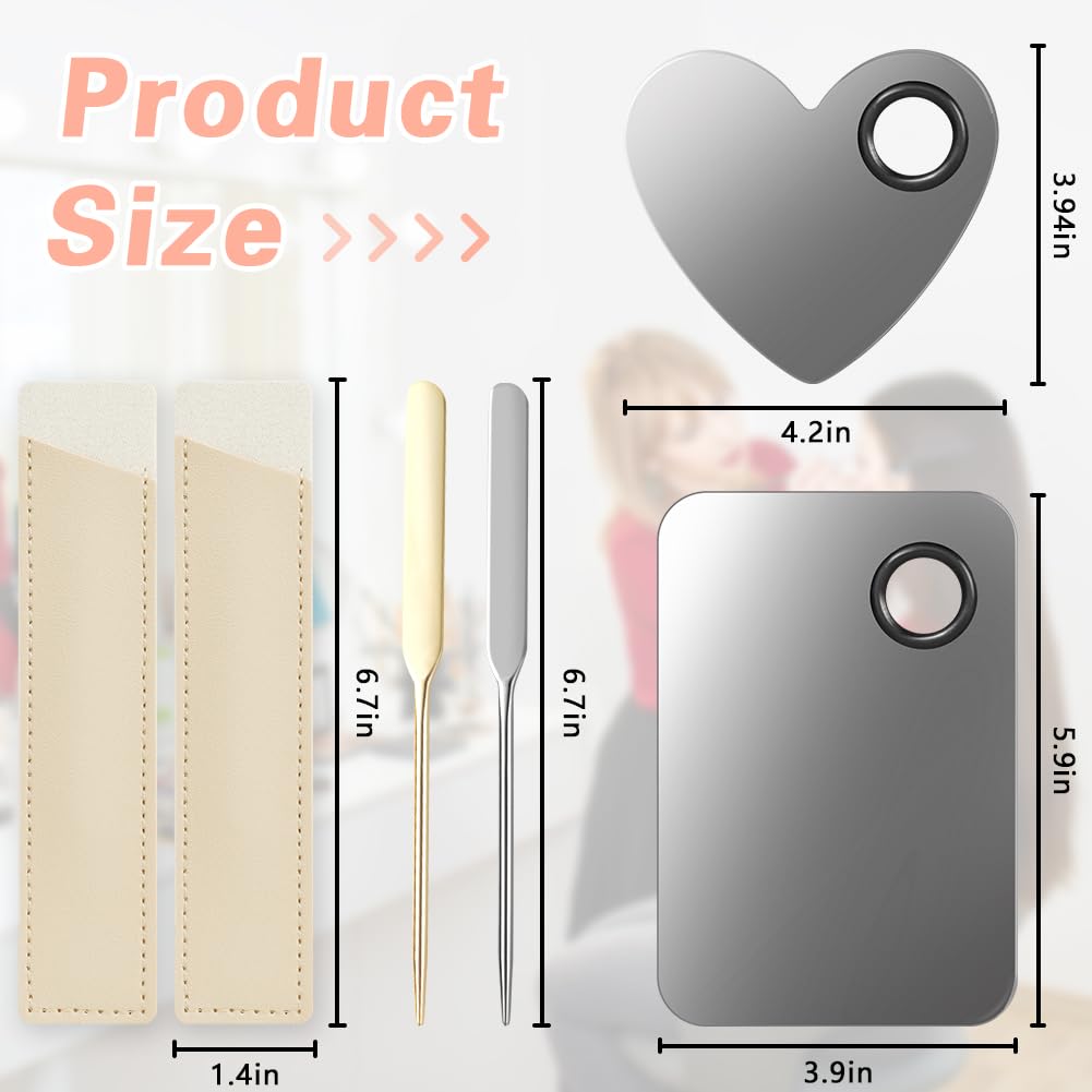 6PCS Makeup Mixing Palette, Stainless Steel Cosmetic Makeup Palette With Spatula Makeup Artist Tool, Professional Cosmetic Mixing Makeup Palette For Mixing Eye Shadow/Eyelash/Nail Art/Foundation