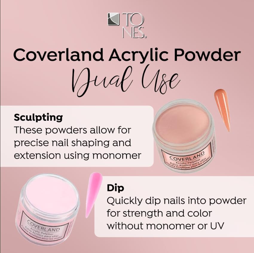 Tones Coverland Acrylic Powder | Sunflower | 1.5 Oz | Limited Edition for Nail Design | Sculpting | Masking Bed Imperfections | Professional Supplies