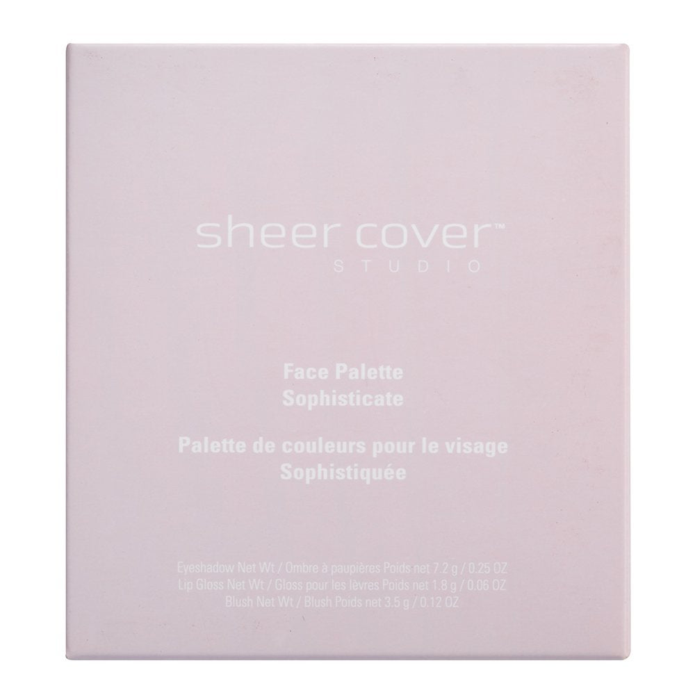 Sheer Cover – Sophisticate Look Face Palette For Eyes, Lips, and Cheeks – with Brush