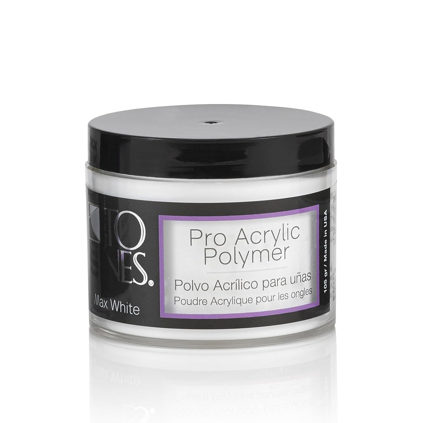 Tones Pro Acrylic Nail Powder, Max White (Creamy, Soft Off-White), (3.5 Fl Oz) - Long-Lasting & Non-Yellowing Polymer for Salon Quality Nail Extensions & 3D Art