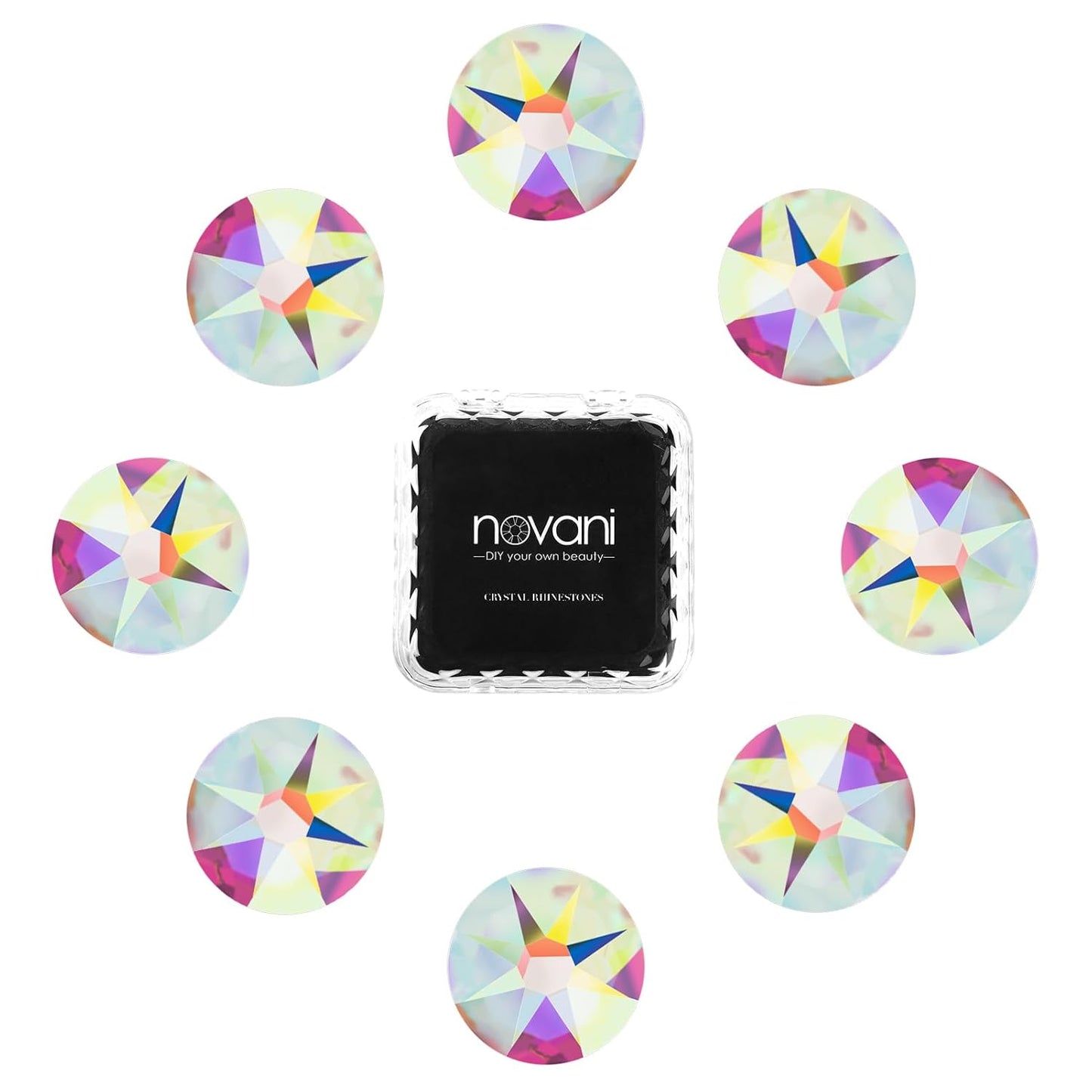 Novani 500pcs Crystal AB Rhinestones Flat Back Round Rhinestone Style 2088 Sparkly Crystal Gemstones for Nail Art and Crafting,SS20(4.6-4.8mm