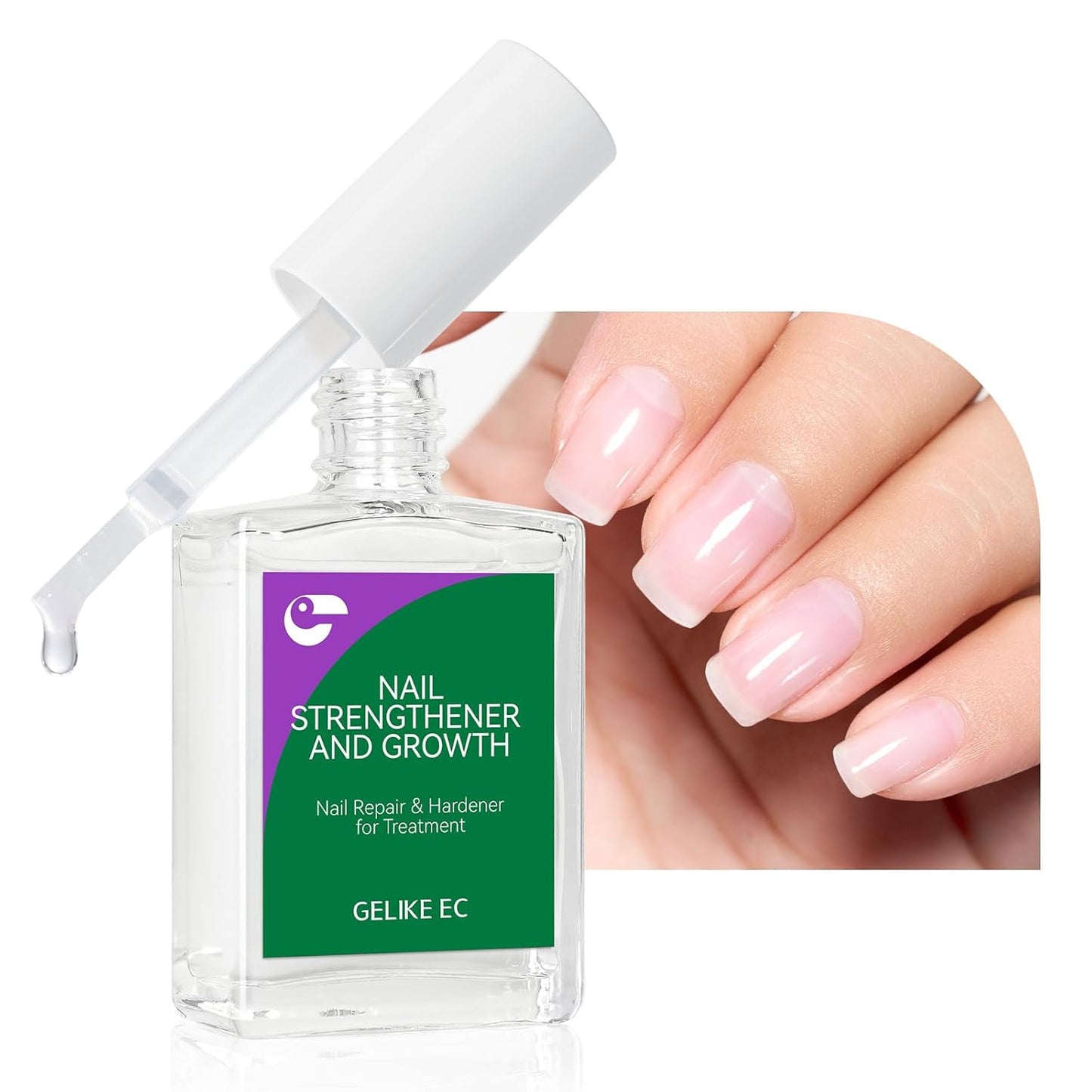 Nail Strengthener Protein for Damaged Nails: Clear 15ml Gelike EC Natural Nail Hardener Extra Strong and Growth - Long Lasting Repair for Damaged Nails - Growth Oil for Daily Work Home Salon Gift