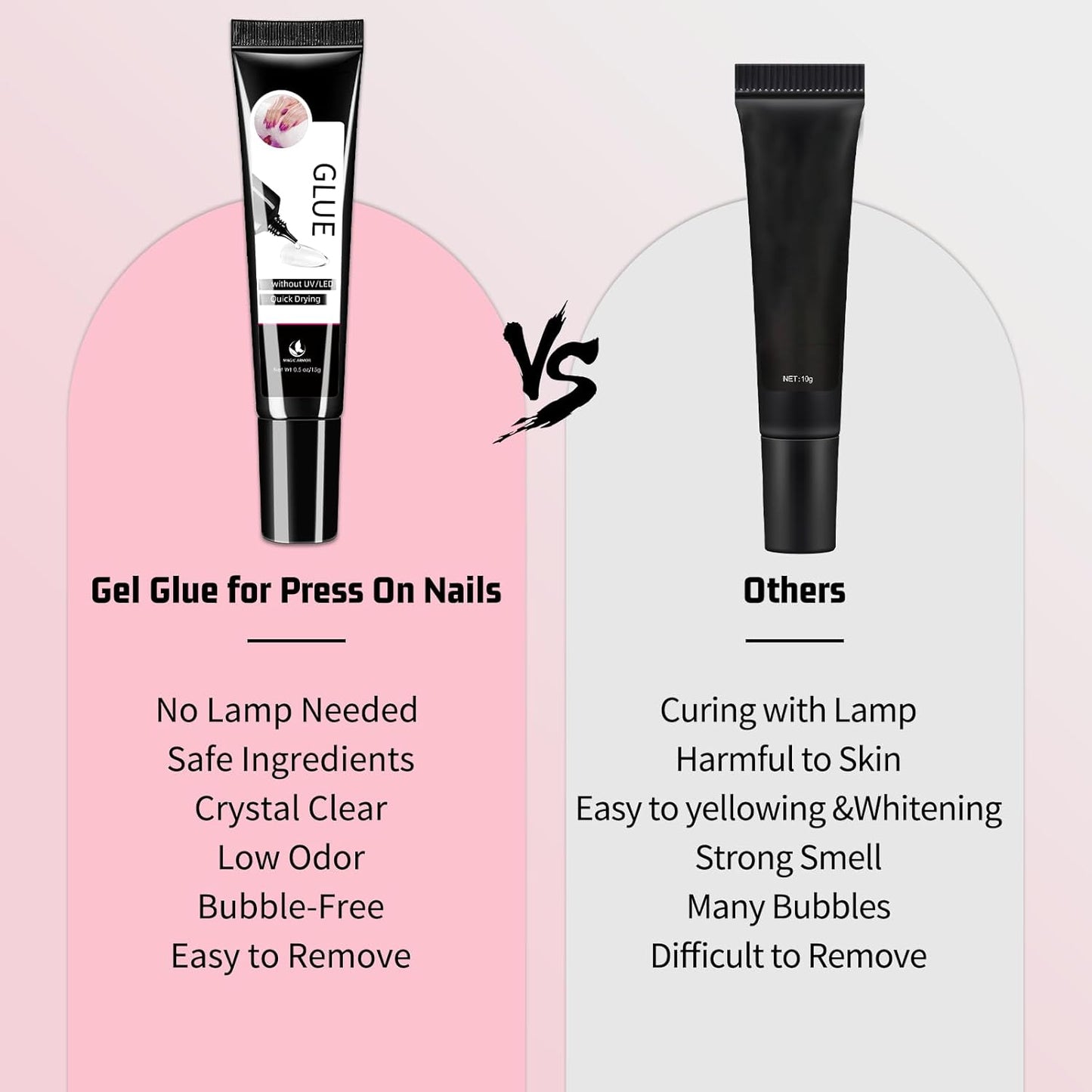 3Pcs Solid Nail Glue Gel for Press On Nail, No UV Lamp, Super Strong, Quick Drying, Semi Solid, Long Lasting, Clear/Transparent (15g x3)