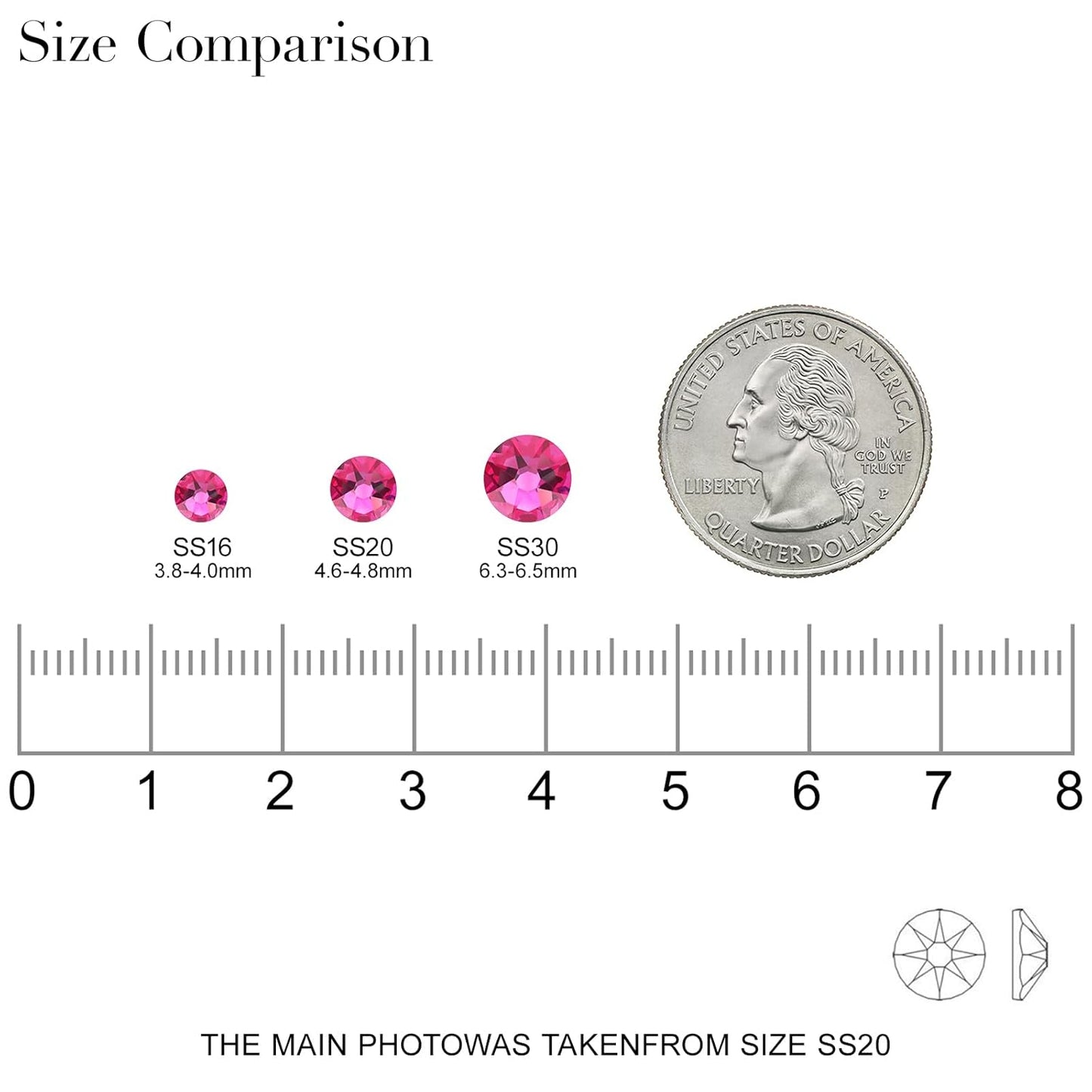 Novani Fuchsia Rhinestones 1440pcs Flat Back Round Rhinestone Style 2088 Sparkly Crystal Gemstones for Nail Art and Crafting SS16,3.8-4.0mm