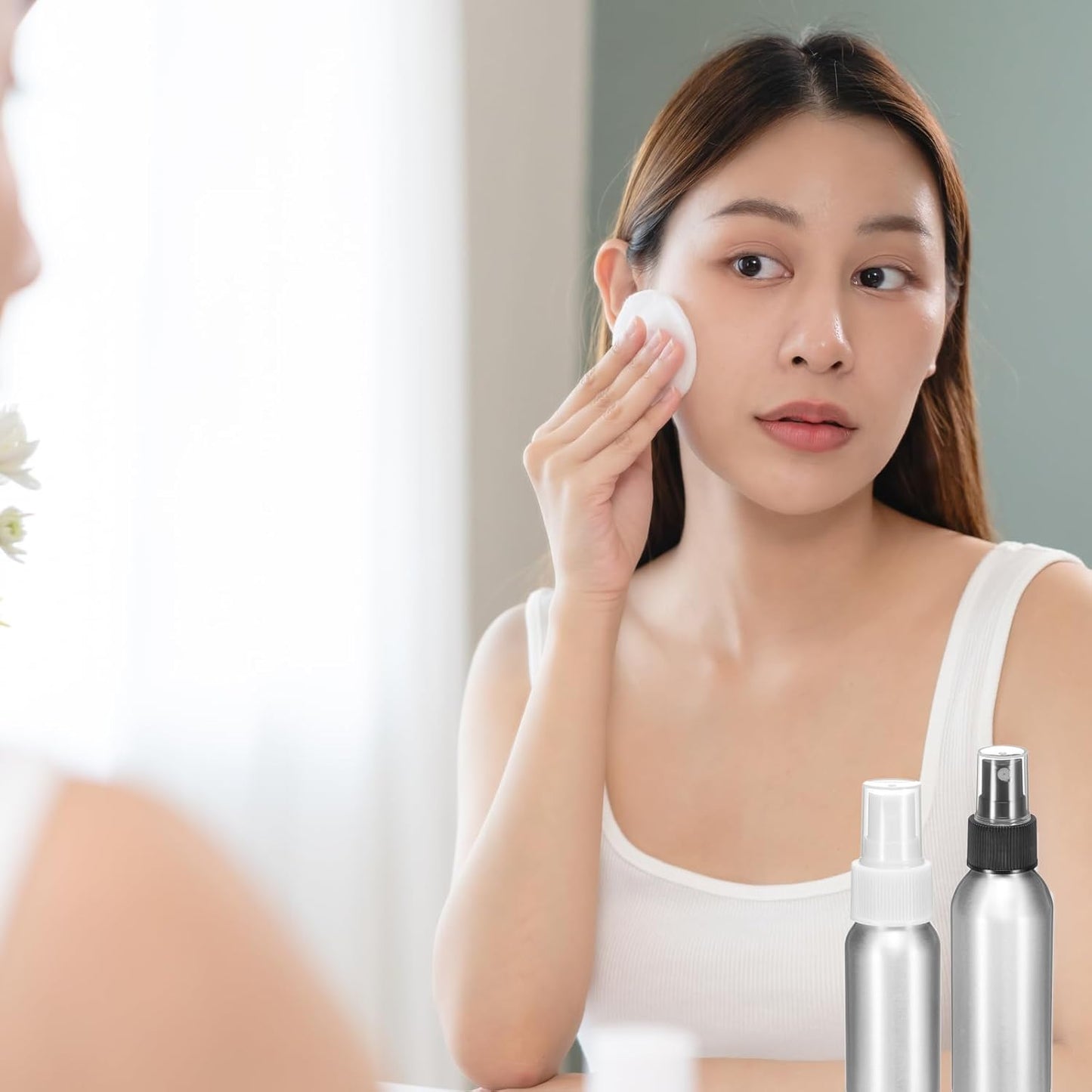 HARFINGTON Aluminum Fine Mist Spray Bottles 500ml/16oz Metal Small Liquid Alcohol Refillable Travel Container with Black Plastic Nozzle Cap for Perfume Skincare Cosmetic Storage Bottle