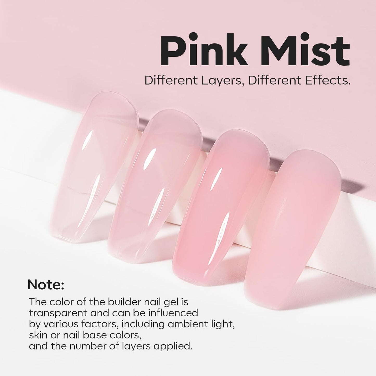 modelones Builder Nail Gel, 8-in-One Pink Builder for Nail Thickening, U/V LED Lamp Cured Hard Color Base Extension Rhinestone Tips Glue Gel Polish in a Bottle for DIY Home Manicure Women