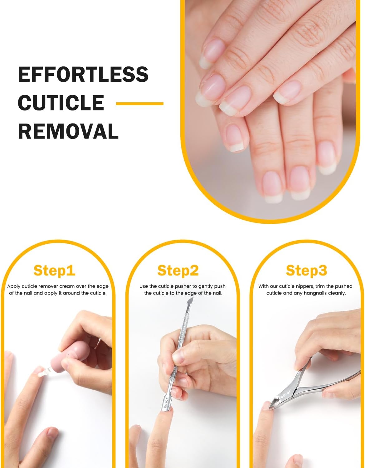 BEZOX Cuticle Trimmer with Pusher - Salon Quality Cuticle Clipper with Cuticle Pushers, Super Sharp Cuticle Cutters and Dual-End Nail Pushers Cuticle Stick, Professional Manicure Tools