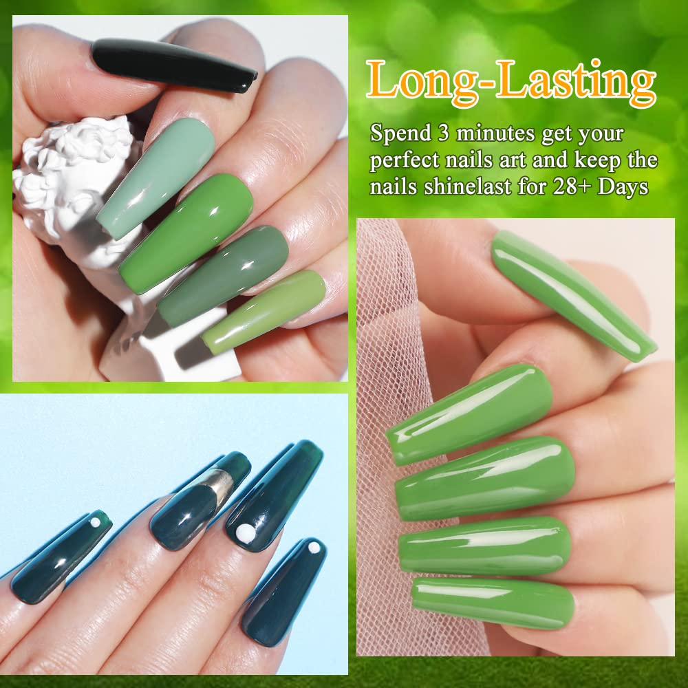 MIZHSE Green Gel Nail Polish Set, Avocado Green Gel Polish, 18ml*6 Colors Olive Neon Green U V/LED Needed, Gel Nail Kit with Gift Box Soak Off Gel for Nail Salon