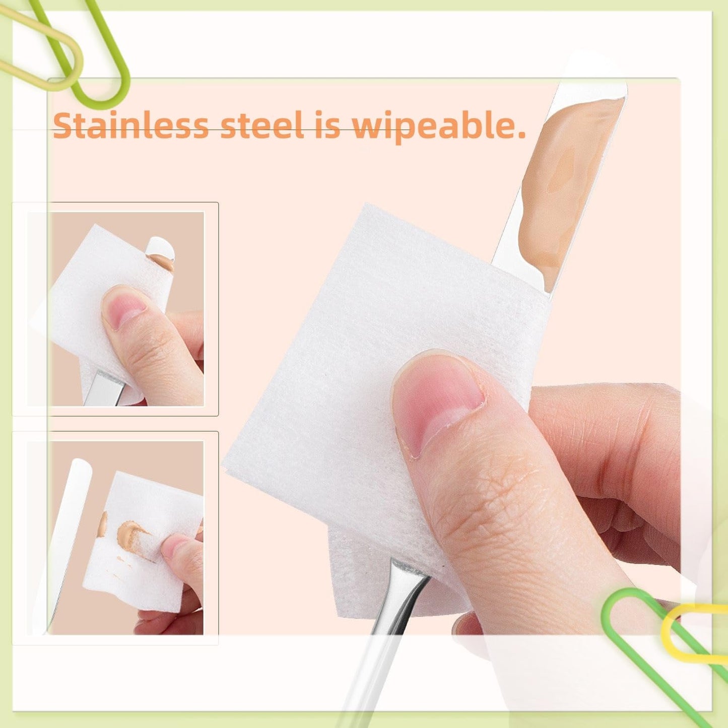 Stainless steel make-up spatula and tray set Make-up spatula Foundation stick Special make-up tray Nail art tray Nail art tools, Silver