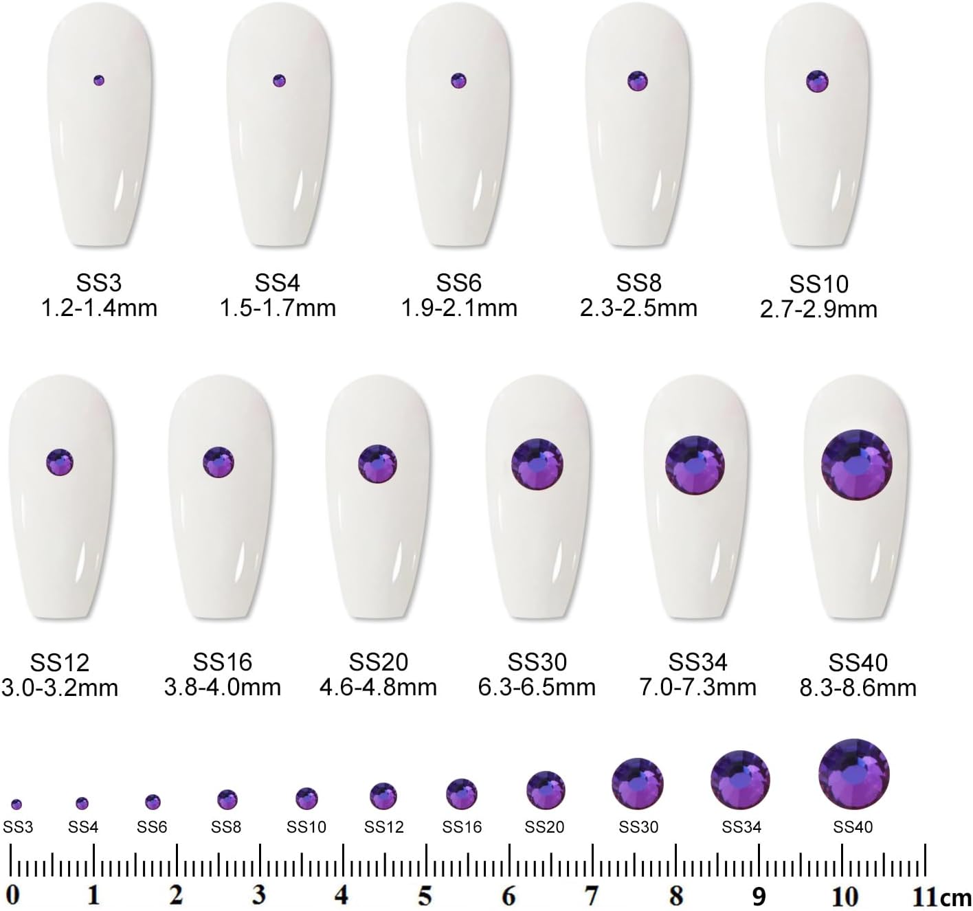 400 PCS SS30 Flatback Rhinestones,12-Facet Diamond-Cut Glass Gems for Nail Art,Clothing,DIY Crafts,Glue-On Decoration Stones with Silver Backing,Purple Velvet