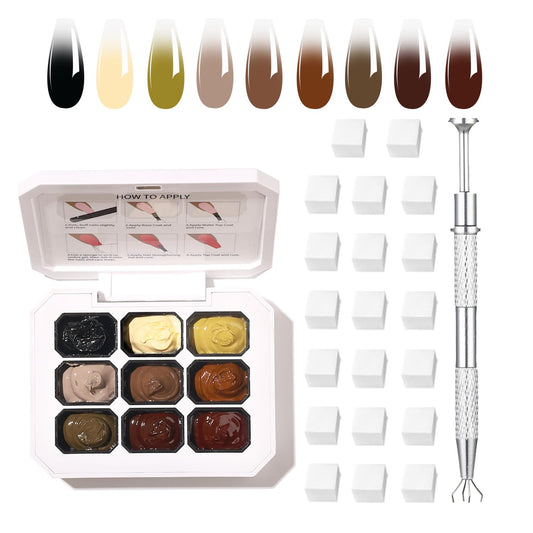 Ombre Gel Nail Polish Nail Sponges for Ombre 9 Series Colorful Blush Effect Gradient Painting Gel for Ombre Nails Multistyle French Manicure Nail Art DIY Home (A15, 1)