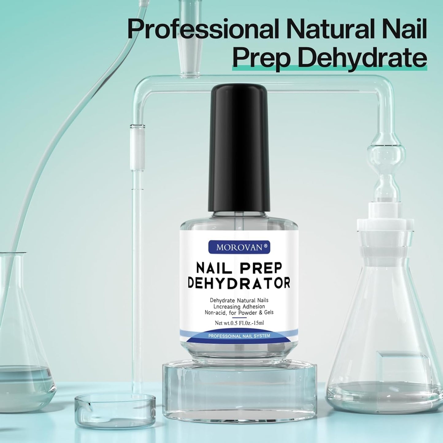 Morovan Acid Free Professional Nail Dehydrator Prep for UV Gel Polish Acrylic Nails Fast Dry Natural Nail Primer Base Varnish Manicure Bonder 0.5 oz