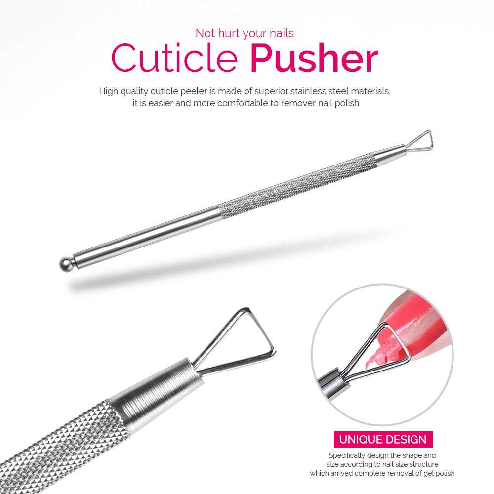 Teenitor Gel Nail Polish Remover Kit with 10pcs Nail Polish Remover Clips Cap 115pcs Nail Wipe Cotton Pads Nail Scraper Nail Files and Buffer Bushes - Hot Red