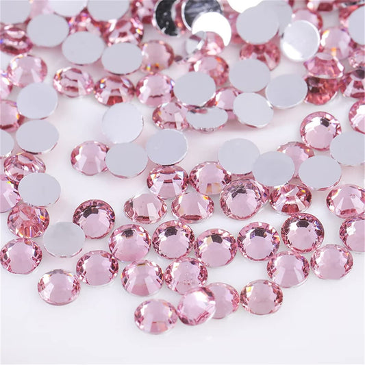 500 Pieces SS30 6mm Flatback Rhinestones Clear Glass Round Gems Crystals for Nail Art DIY Crafts Clothes Shoes Bags （Light Pink）