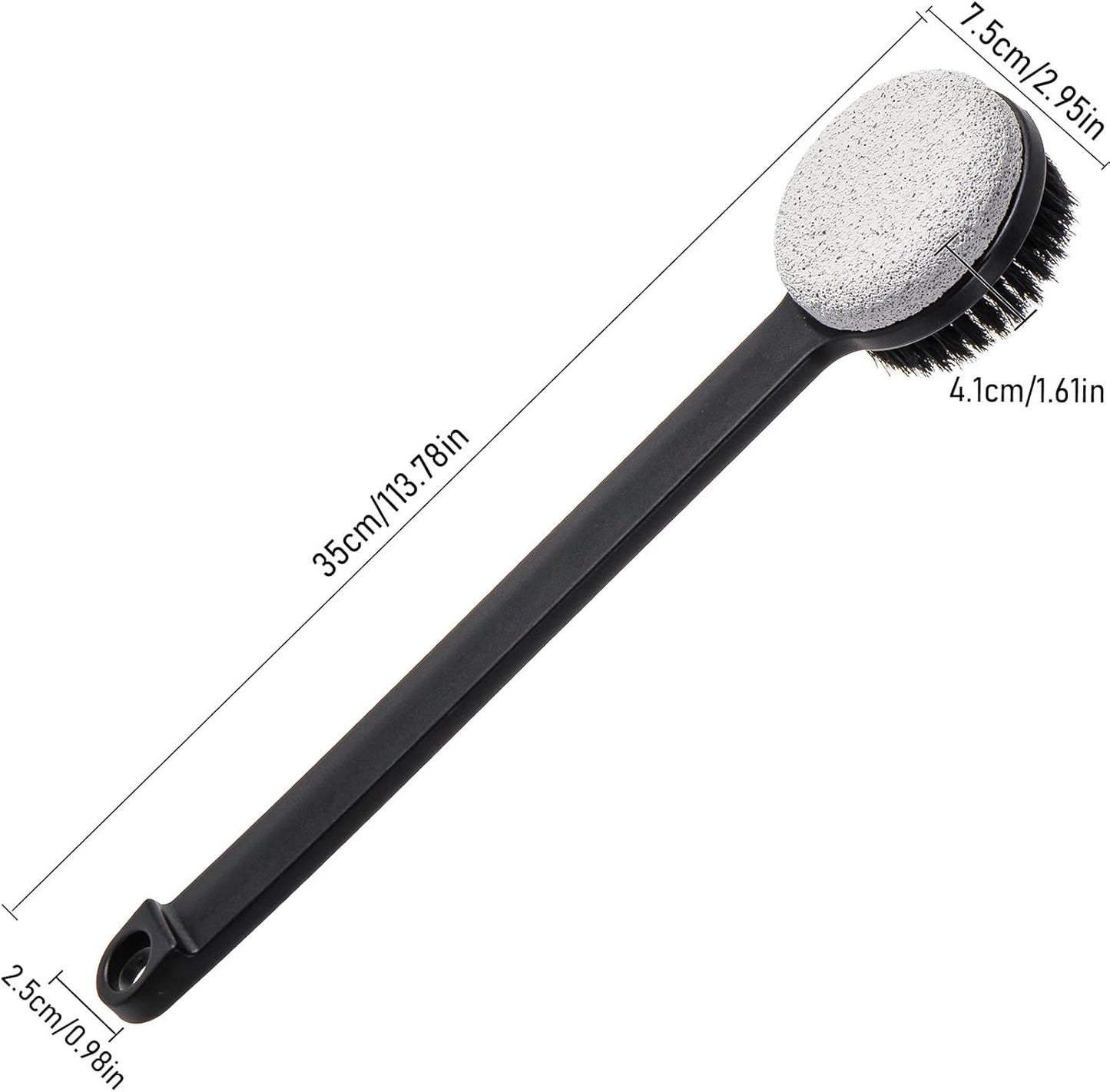 Pumice Stone for Feet with Long Handle (Double-Faced Straight Black Handle, Count, 1.0)