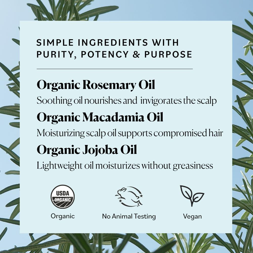 Sky Organics - Organic Rosemary Oil with Strong Roots - Hair Growth Serum with Macadamia, Jojoba & Essential Oils for Scalp - Natural Beauty and Hair Care - 2 fl oz