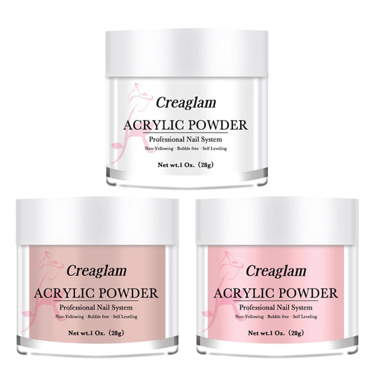 Super Nail Acrylic Powder: 3 Pcs 28g Cover Pink Polymer for 3D Art Carving French Extension - Clear Dark Pink Professional - No Need Lamp