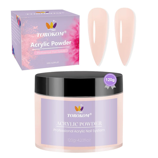 TOROKOM Nude Acrylic Powder, 120g/4.23oz Acrylic Nail Powder Large Capacity Acrylic Dip Powder for Nails Self-Leveling Acrylic Extension Powders, 3D Nail Carving, Long-Lasting, No Nails Lamp Required