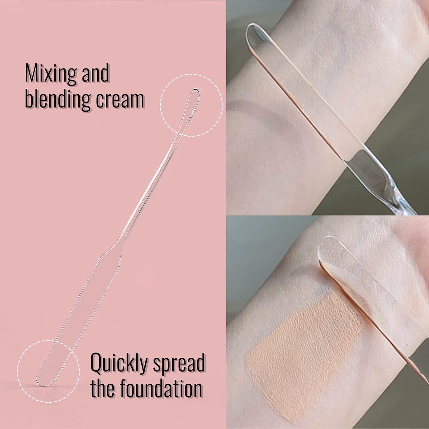 Erinde Handheld Makeup Mixing Palette, Acrylic Transparent Mixing Foundation Tray for Makeup Artist and Beginner, Lipstick Eyeshadow Foundation Color Test Art nail Palette With Foundation Spatula