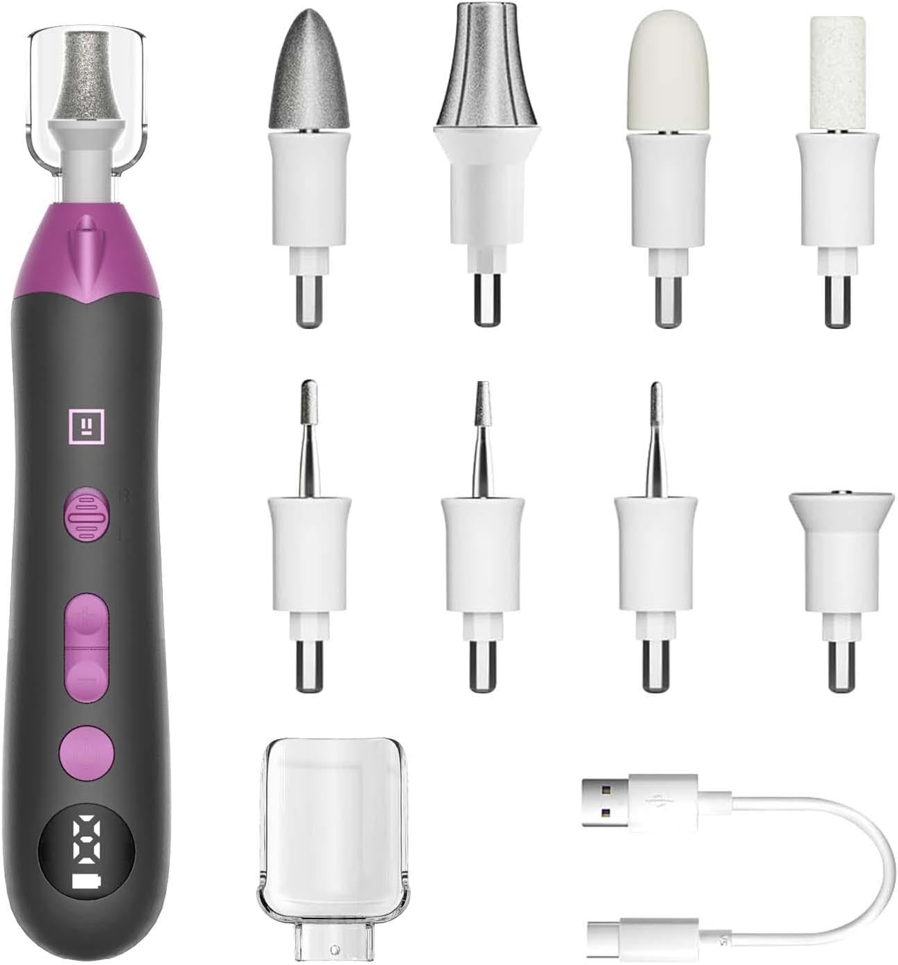 Callus Remover for Feet, Electric Foot Callus Remover - 8 Grinding Heads, 9 Speeds, Rechargeable Foot File - Professional Pedicure Tool for Hard Skin, Calluses & Cracked Feet