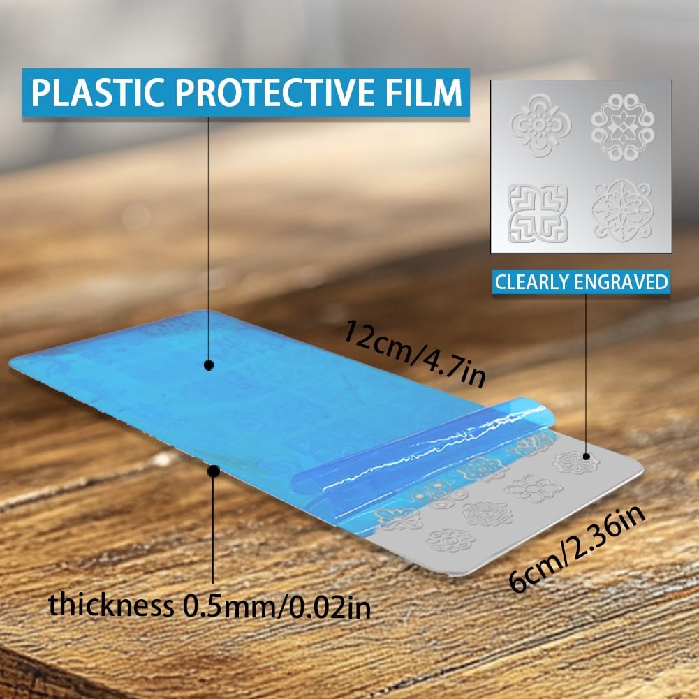 3Pcs Geometric Nail Stamping Templates Celadon French Tip Nail Art Stamp Plates Image Plate Stainless Steel DIY Reusable Tools for Manicure Printing